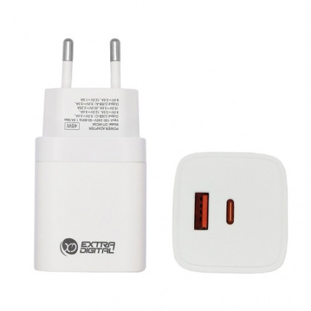 Kroviklis GaN USB Type-C, USB Type-A: 45W, PPS